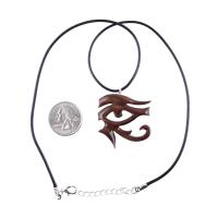 Hand Carved Eye of Horus Pendant Necklace, Wooden Egyptian Amulet, Unisex African Jewelry