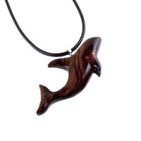 Hand Carved Orca Necklace, Killer Whale Pendant for Men Women, Nautical Wood Jewelry