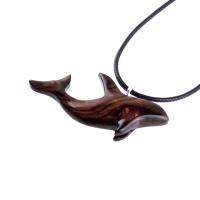 Hand Carved Orca Necklace, Killer Whale Pendant for Men Women, Nautical Wood Jewelry