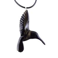 Hummingbird Necklace, Wooden Hummingbird Pendant, Hand Carved Wood Bird Jewelry, One of a Kind Handmade Gift for Her