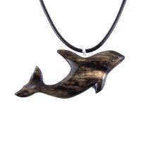Hand Carved Orca Pendant, Wooden Killer Whale Necklace for Men or Women, Sea Animal, Nautical Beach Wood Jewelry