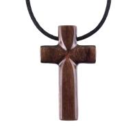 Wooden Cross Necklace, Hand Carved Cross Pendant, Mens Christian Wood Jewelry, One of a Kind Gift for Him
