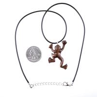 Hand Carved Wooden Frog Pendant Necklace, Animal Wood Jewelry Gift for Men or Women