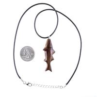 Hand Carved Fish Necklace, Wooden Striped Bass Pendant, Fishermen Jewelry, Mens Wood Necklace, One of a Kind Gift for Him