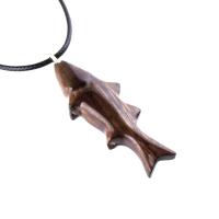 Hand Carved Fish Necklace, Wooden Striped Bass Pendant, Fishermen Jewelry, Mens Wood Necklace, One of a Kind Gift for Him