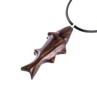Hand Carved Fish Necklace, Wooden Striped Bass Pendant, Fishermen Jewelry, Mens Wood Necklace, One of a Kind Gift for Him
