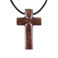 Wood Cross Necklace, Hand Carved Wooden Cross Pendant, Christian Jewelry for Men, One of a Kind Gift for Him