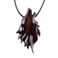 Wolf Pendant, Wooden Wolf Necklace, Hand Carved Totem Animal, Woodland Jewelry for Men Women