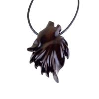Wolf Pendant, Wooden Wolf Necklace, Hand Carved Totem Animal, Woodland Jewelry for Men Women