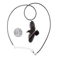 Hand Carved Crow Pendant, Wooden Raven Necklace, Wood Totem Jewelry Gift for Men Women