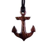 Anchor Necklace, Hand Carved Wooden Anchor Pendant, Handmade Nautical Jewelry, Gift for Him