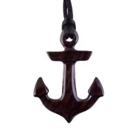 Anchor Necklace, Hand Carved Wooden Anchor Pendant, Handmade Nautical Jewelry, Gift for Him