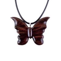Butterfly Necklace, Hand Carved Wooden Butterfly Pendant, Insect Wood Jewelry, Gift for Her