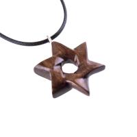 Hand Carved Wooden Star of David Pendant, Jewish Star Necklace for Men or Women, Wood Jewish Jewelry