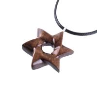 Hand Carved Wooden Star of David Pendant, Jewish Star Necklace for Men or Women, Wood Jewish Jewelry