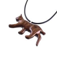 Hand Carved Lynx Pendant, Wooden Bobcat Necklace, Wildcat Totem Spirit Animal Handmade Wood Jewelry