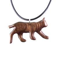 Hand Carved Lynx Pendant, Wooden Bobcat Necklace, Wildcat Totem Spirit Animal Handmade Wood Jewelry