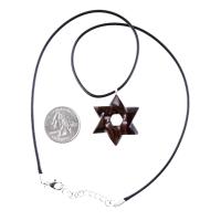 Star of David Pendant, Hand Carved Wooden Jewish Star Necklace for Men or Women, Wood Jewish Jewelry