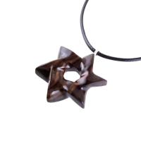 Star of David Pendant, Hand Carved Wooden Jewish Star Necklace for Men or Women, Wood Jewish Jewelry