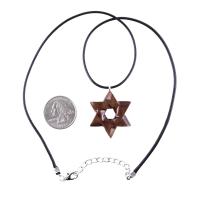 Hand Carved Wooden Star of David Pendant, Jewish Star Necklace for Men or Women, Wood Jewish Jewelry