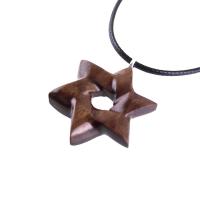 Hand Carved Wooden Star of David Pendant, Jewish Star Necklace for Men or Women, Wood Jewish Jewelry