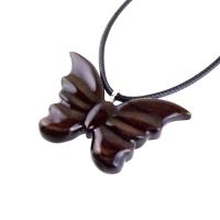 Butterfly Necklace, Hand Carved Wooden Butterfly Pendant, Insect Wood Jewelry, Gift for Her