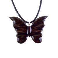 Butterfly Necklace, Hand Carved Wooden Butterfly Pendant, Insect Wood Jewelry, Gift for Her