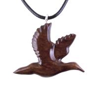 Hand Carved Duck Pendant, Wooden Mallard Necklace, Wood Bird Jewelry