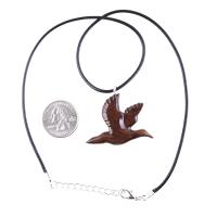 Hand Carved Duck Pendant, Wooden Mallard Necklace, Wood Bird Jewelry