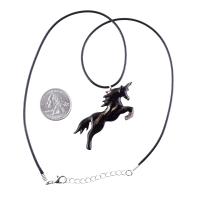 Hand Carved Wooden Unicorn Pendant Necklace, Fantasy Animal Wood Jewelry Gift for Her Him
