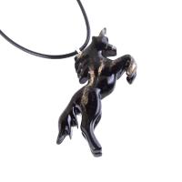 Hand Carved Wooden Unicorn Pendant Necklace, Fantasy Animal Wood Jewelry Gift for Her Him