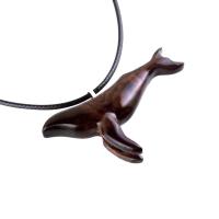 Humpback Whale Necklace, Hand Carved Wooden Whale Pendant, Whale-Watcher Gift for Men Women