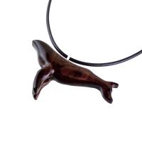 Humpback Whale Necklace, Hand Carved Wooden Whale Pendant, Whale-Watcher Gift for Men Women