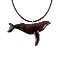 Humpback Whale Necklace, Hand Carved Wooden Whale Pendant, Whale-Watcher Gift for Men Women