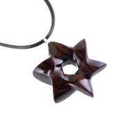 Star of David Pendant, Hand Carved Wooden Jewish Star Necklace for Men or Women, Wood Jewish Jewelry