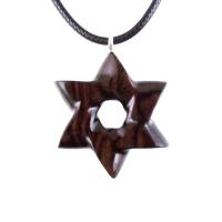 Star of David Pendant, Hand Carved Wooden Jewish Star Necklace for Men or Women, Wood Jewish Jewelry