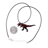 Hand Carved Wood Dinosaur Pendant, T-Rex Jurassic Necklace