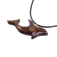 Wooden Orca Necklace, Hand Carved Killer Whale Pendant, Handmade Sea Animal Nautical Wood Jewelry