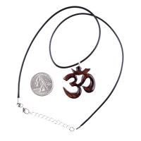 Hand Carved Ohm Necklace, Wooden Om Pendant, Namaste Yoga Wood Jewelry Gift
