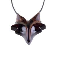 Hand Carved Wooden Fox Pendant, Celtic Fox Necklace for Men Women, Woodland Jewelry Gift