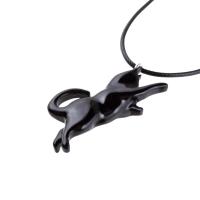 Hand Carved Black Cat Pendant, Wooden Kitten Necklace for Men or Women, Pet Animal Jewelry, Cat Lover Gift for Him Her