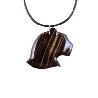 Wooden Panther Pendant, Hand Carved Jaguar Head Necklace, Cougar Mountain Lion Puma Spirit Animal Totem Wood Jewelry for Men Women
