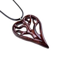 Hand-Carved Wooden Heart Necklace with Tree of Life – Unique and Stylish 5th Anniversary Wood Gift for Wife