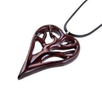 Hand-Carved Wooden Heart Necklace with Tree of Life – Unique and Stylish 5th Anniversary Wood Gift for Wife