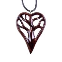 Hand-Carved Wooden Heart Necklace with Tree of Life – Unique and Stylish 5th Anniversary Wood Gift for Wife