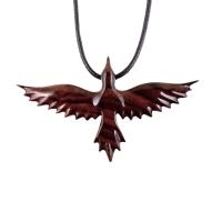 Hand Carved Raven Necklace, Wooden Crow Pendant, Wood Bird Pendant, Raven Totem Jewelry for Men or Women