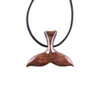 Hand Carved Wooden Orca Whale Tail Pendant, Mens Wood Necklace, Handmade Nautical Jewelry, One of a Kind Gift for Him