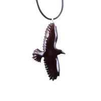 Hand Carved Raven Necklace for Men or Women, Wooden Crow Pendant, Totem Wood Bird Jewelry Gift for Her Him