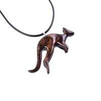 Kangaroo Necklace, Wooden Kangaroo Pendant, Hand Carved Wood Necklace, Totem Spirit Animal Jewelry, Gift for Him Her