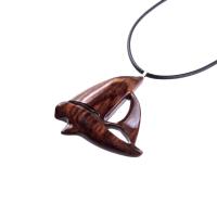 Hand Carved Wooden Sailboat Pendant, Sailboat Necklace, Wood Boat Necklace, Nautical Jewelry for Men or Women, One of a Kind Gift